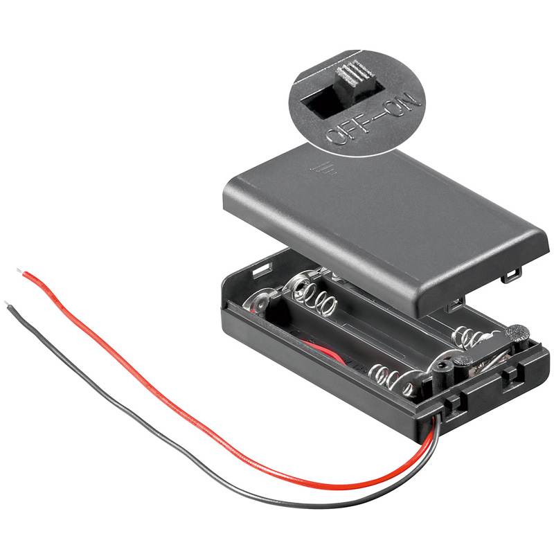 Batteriehalter, Akkuhalter für 3x Micro AAA; Gehäuse + Schalter  Batteriefach von Satelliten Markt Köln